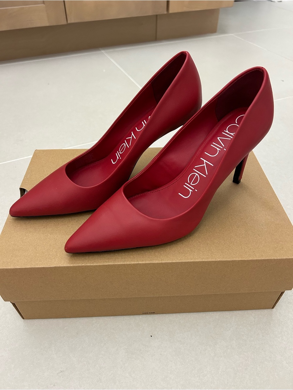 Calvin Klein Red Pointed Toe Pumps - Sleek Stiletto